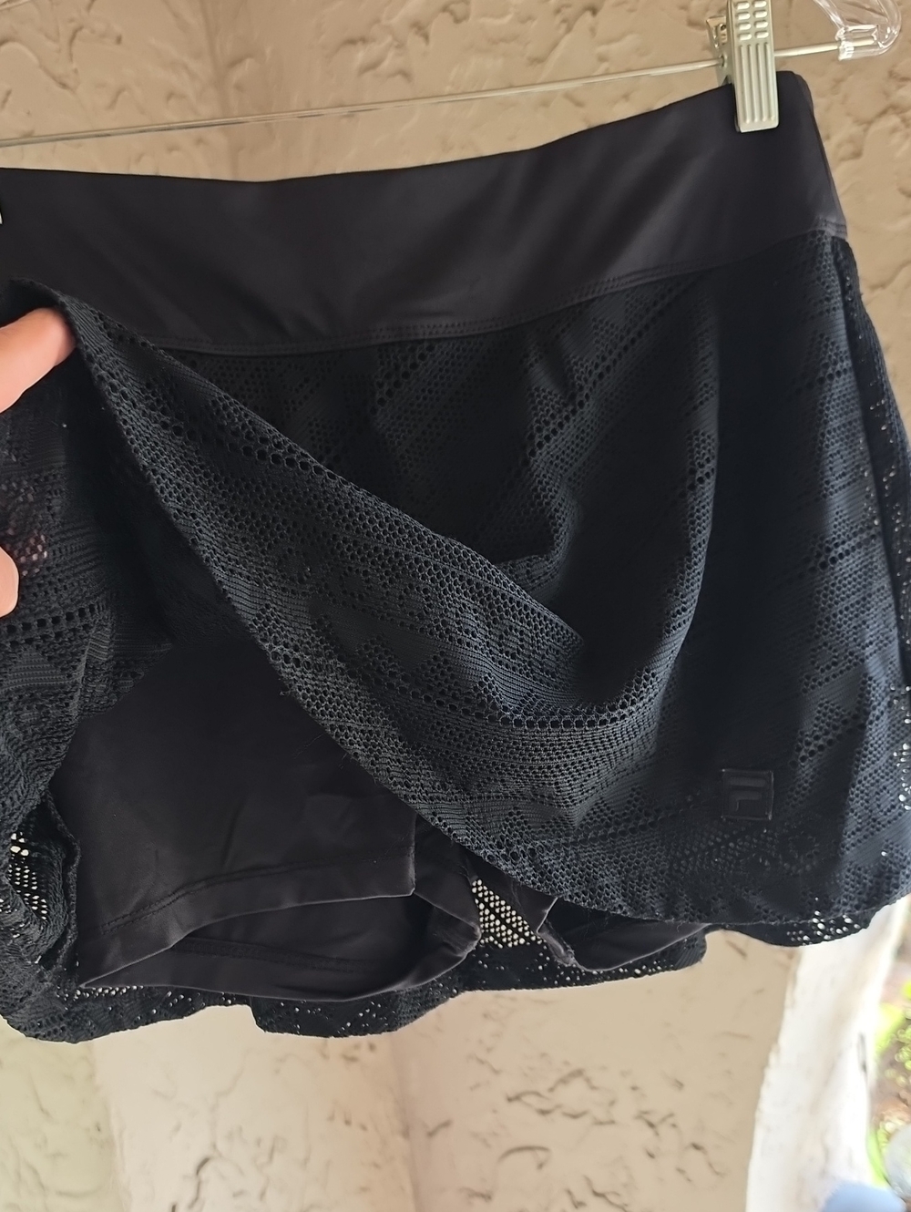 Fila Black Lace-Overlay Active Skort with Built-In Shorts